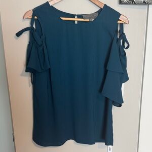 Sunday in Brooklyn Teal Cold Shoulder Blouse